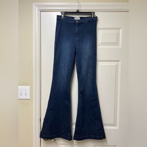 High rise dark wash flare jeans